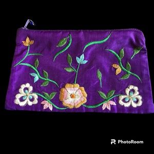 Purple Floral Silk Bag
